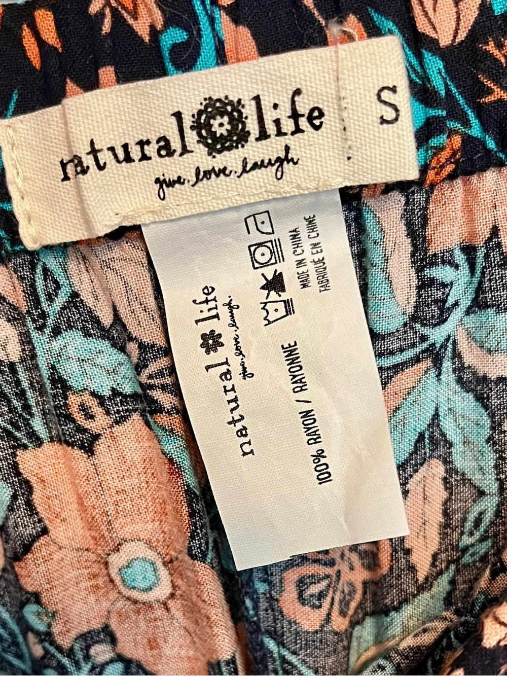 Natural Life Patti Navy Red Floral Palazzo Pants size small
